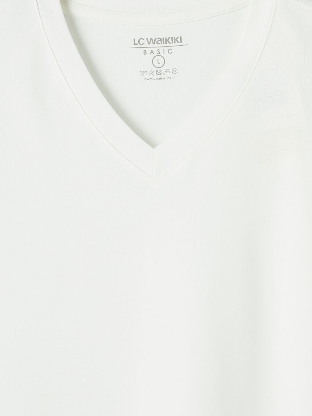 Beyaz V Yaka Erkek Penye  Tişört-2