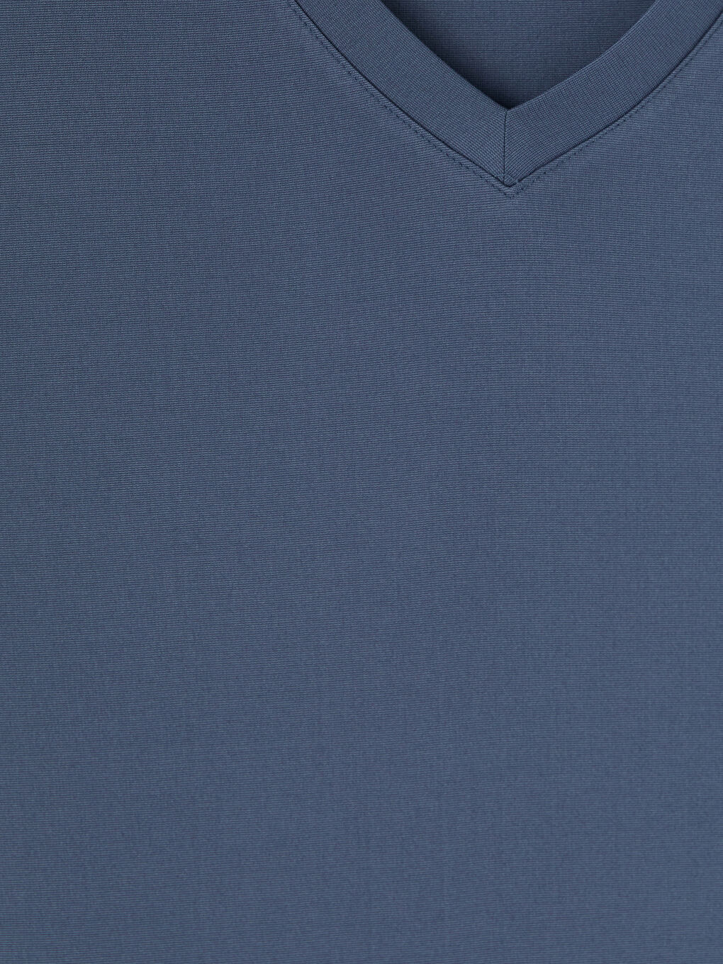 Mavi V Yaka Erkek Penye  Tişört-2