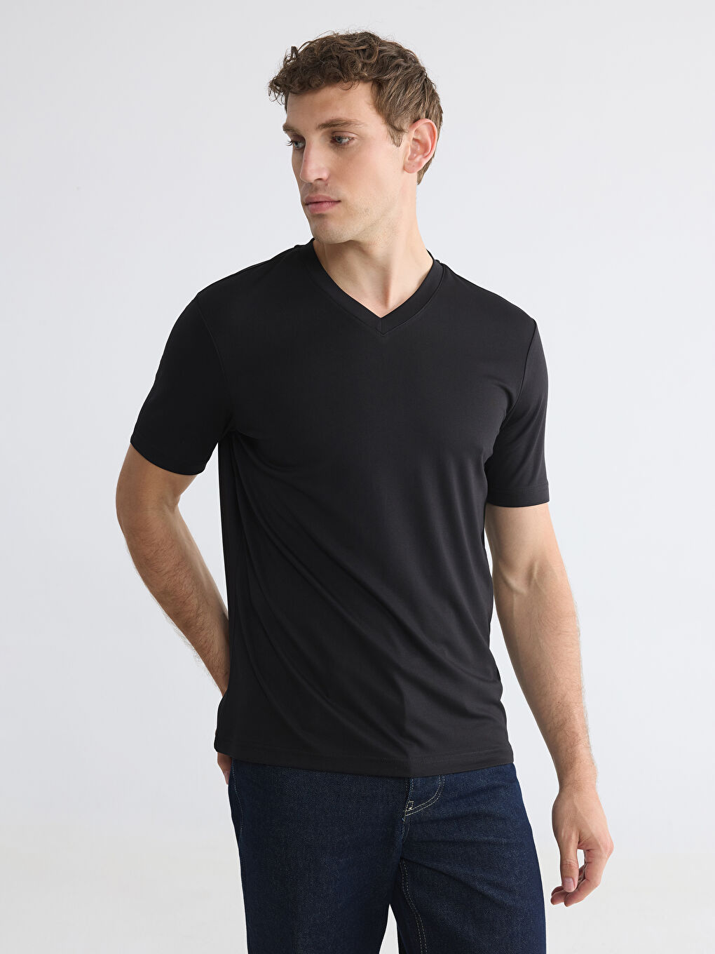 V Neck Men's Jersey T-Shirt