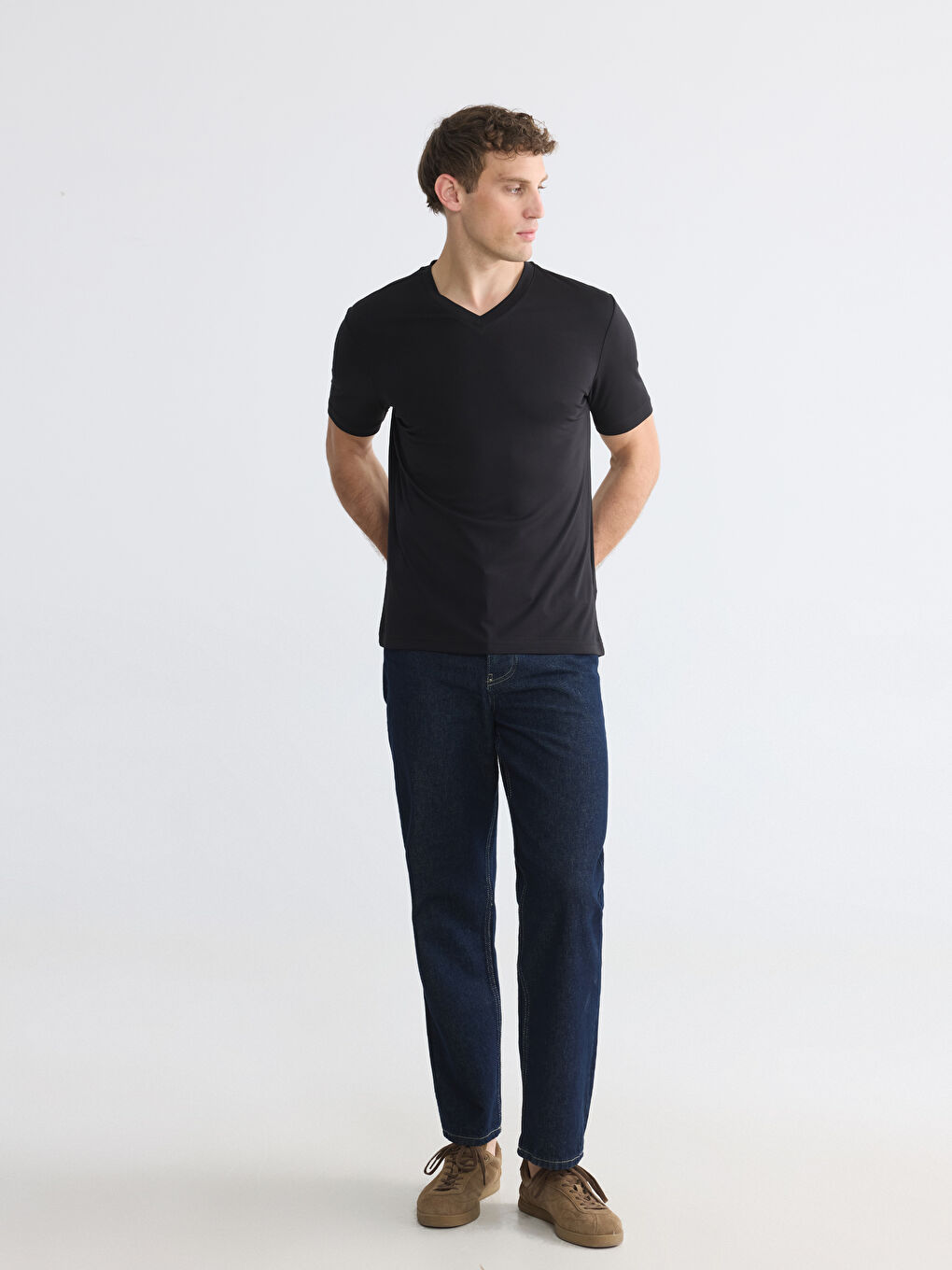 V Neck Men's Jersey T-Shirt-1