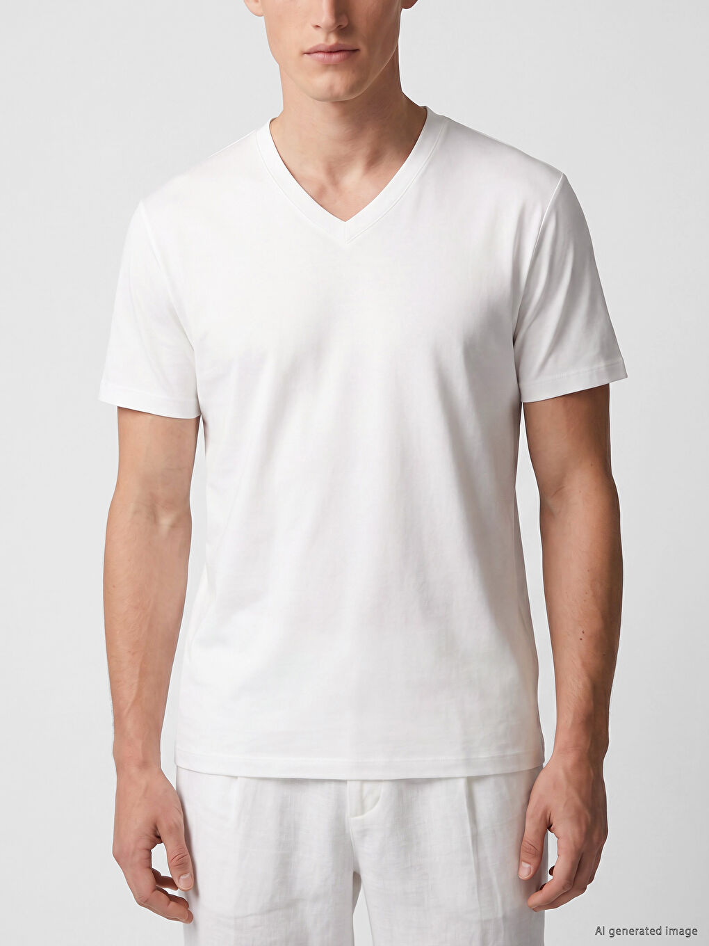V Neck Men's Jersey T-Shirt-2