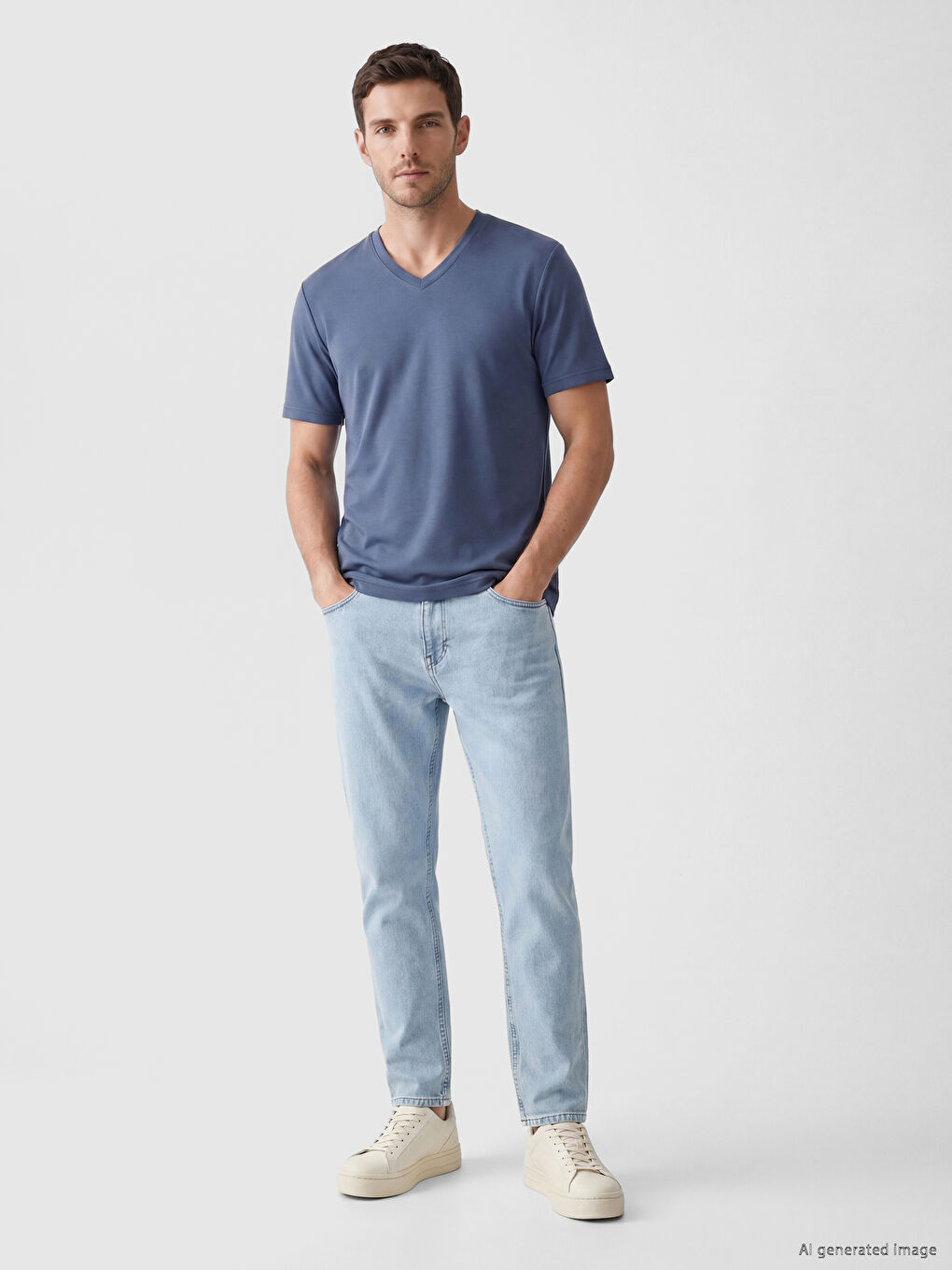 V Neck Men's Jersey T-Shirt-1