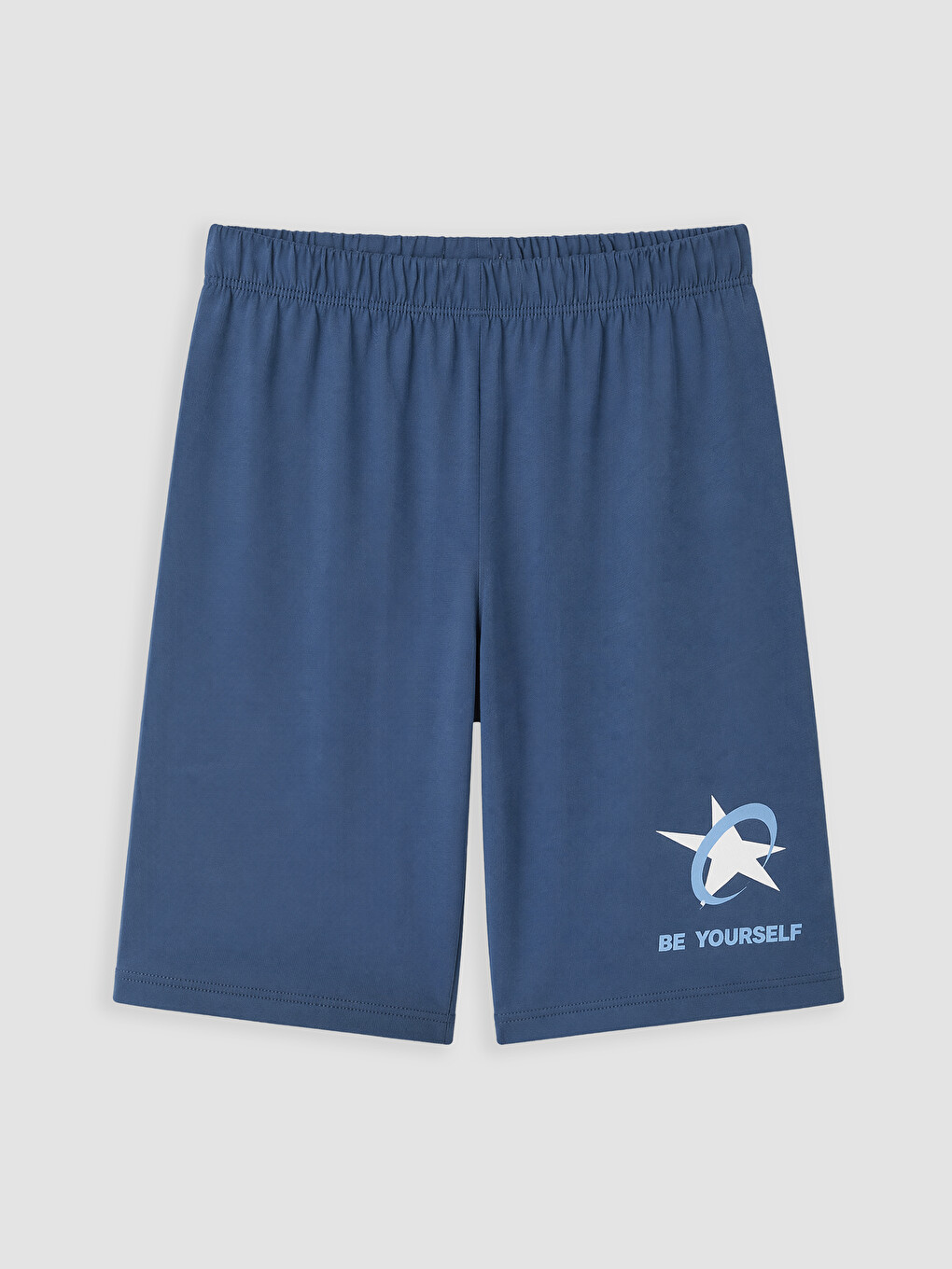Beyaz Bisiklet Yaka Erkek Çocuk Şortlu Pijama Takımı-4