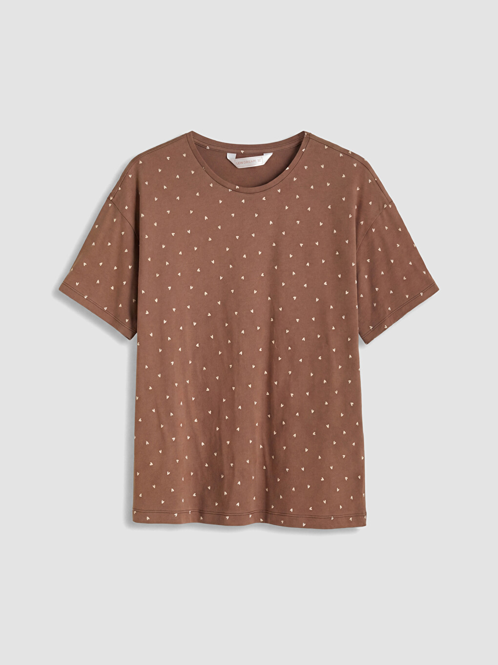 Kahverengi Bisiklet Yaka Desenli Kadın Pijama Üst