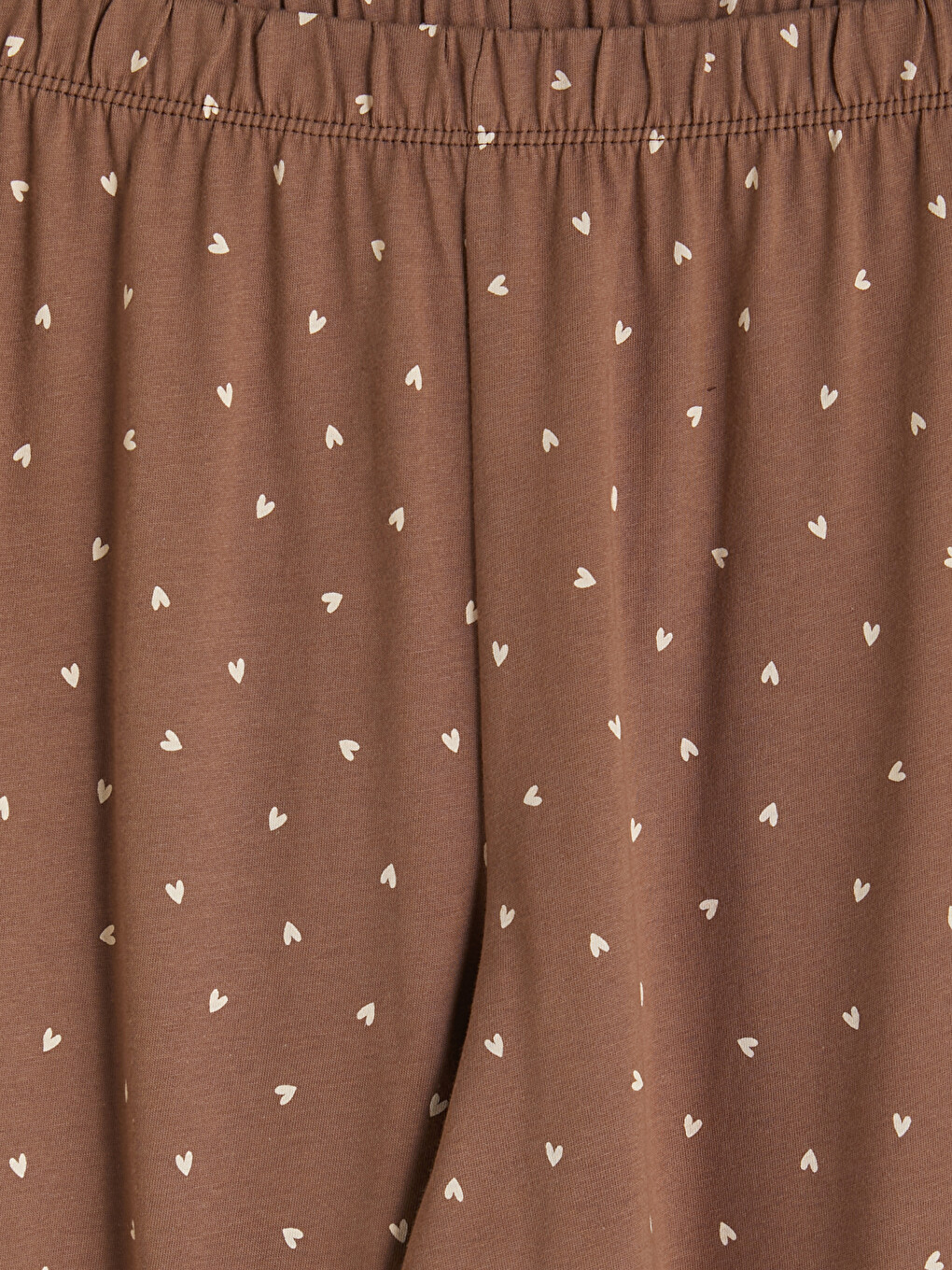 Kahverengi Kalp Desenli Kadın Pijama Takım-5