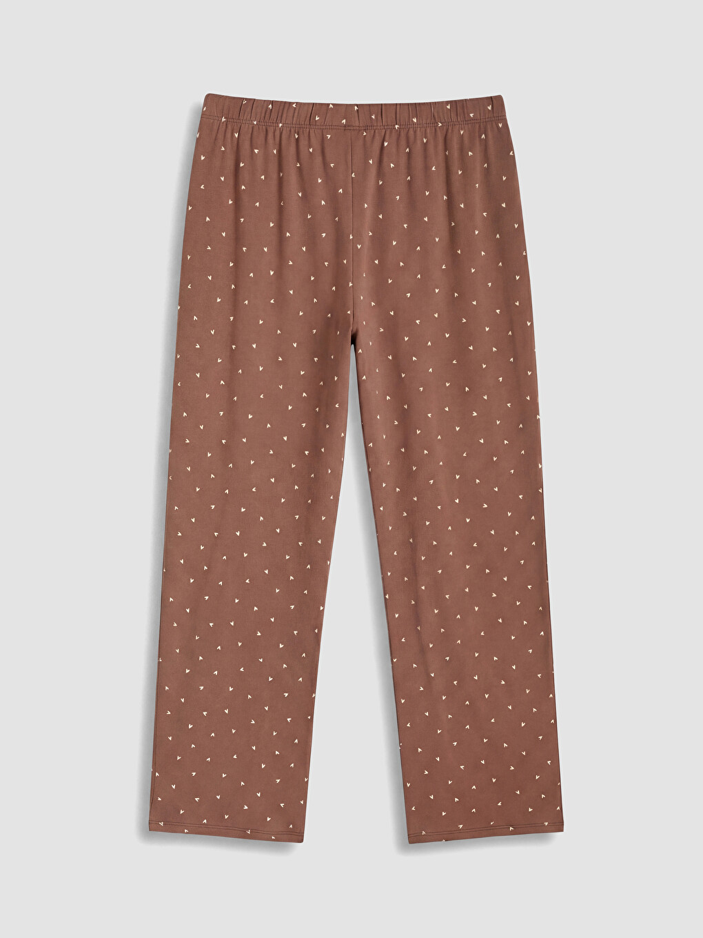 Kahverengi Kalp Desenli Kadın Pijama Takım-6