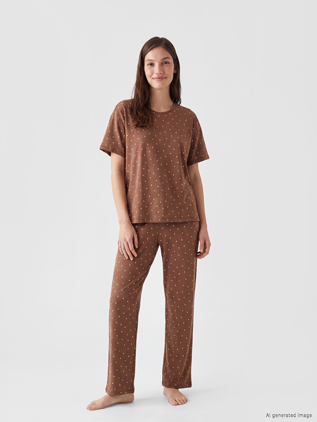 Heart Patterned Women's Pyjamas Set