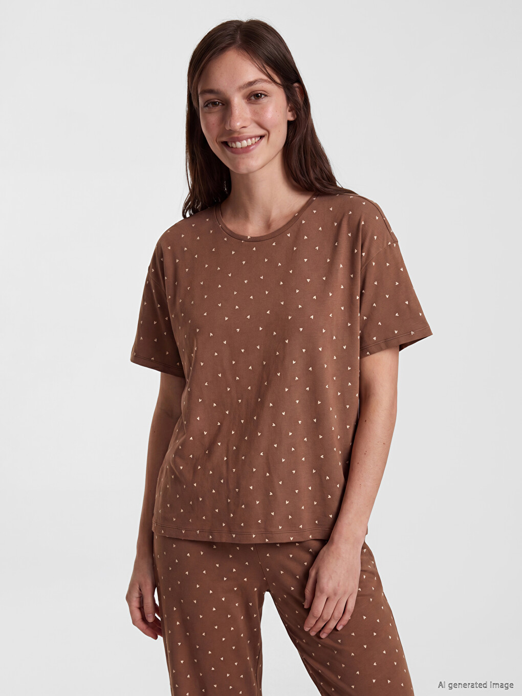 Heart Patterned Women's Pyjamas Set-1