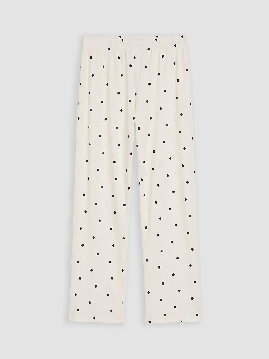 Ekru Bisiklet Yaka Puantiyeli Kadın Pijama Takımı-2