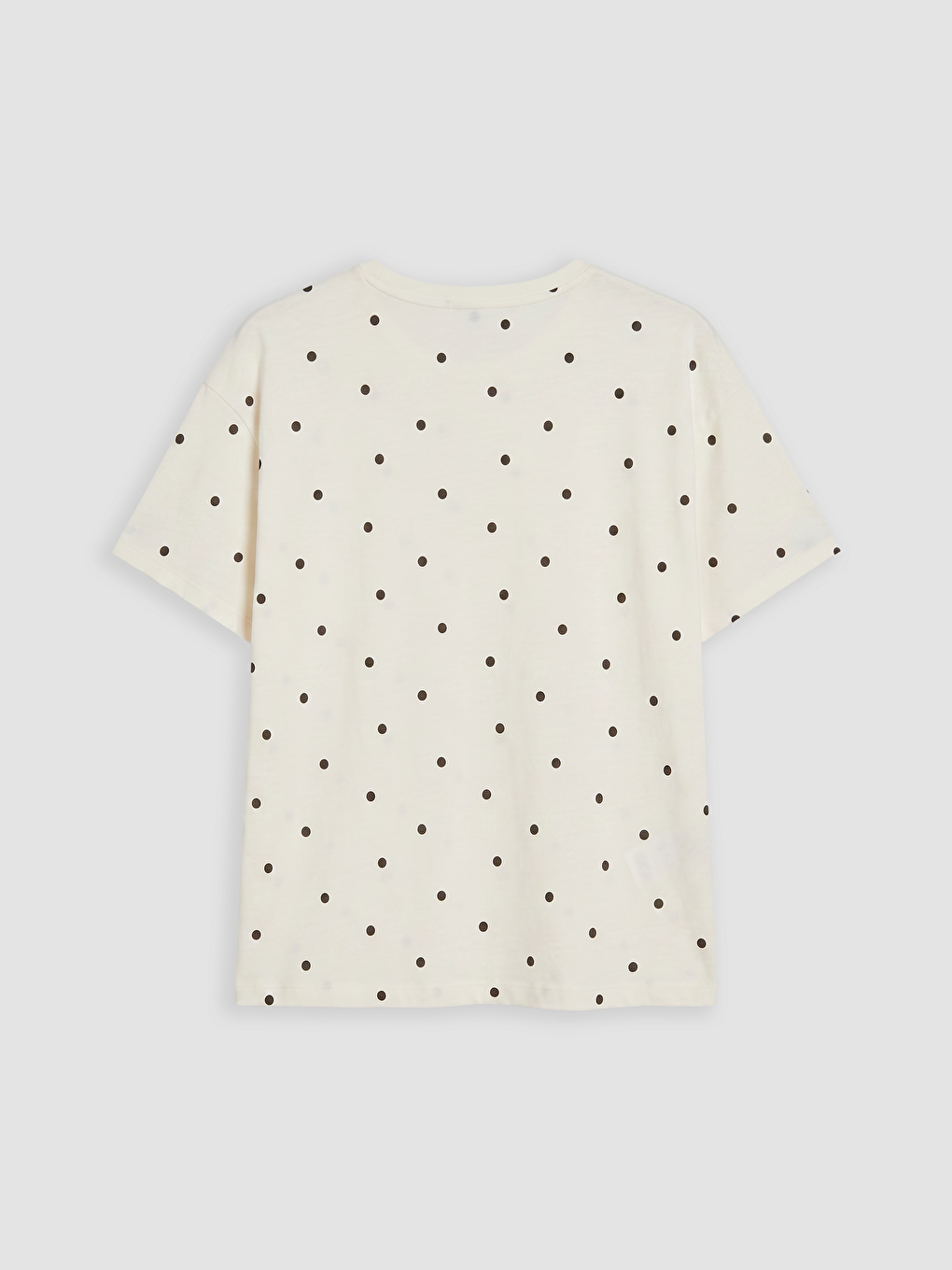 Ekru Bisiklet Yaka Puantiyeli Kadın Pijama Takımı-3
