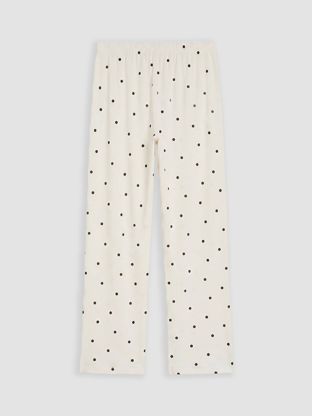 Ekru Bisiklet Yaka Puantiyeli Kadın Pijama Takımı-4