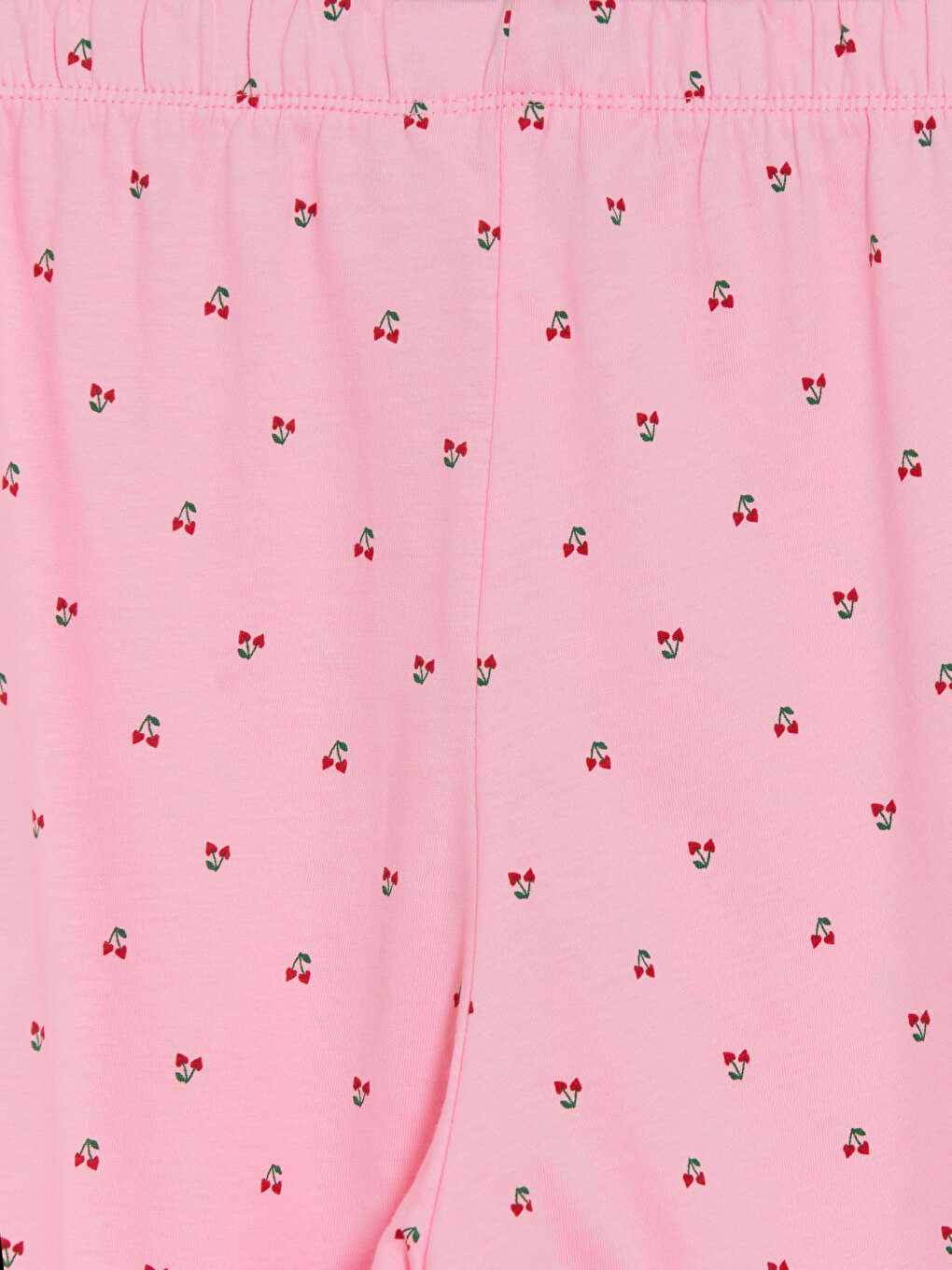 Ekru Bisiklet Yaka Kiraz Baskılı Kadın Pijama Takımı-5