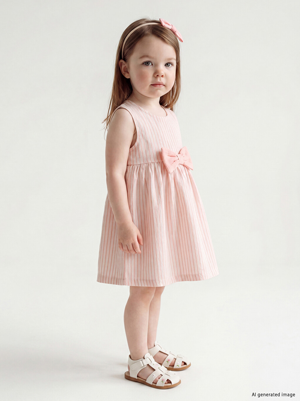 Crew Neck Striped Baby Girls' Dress