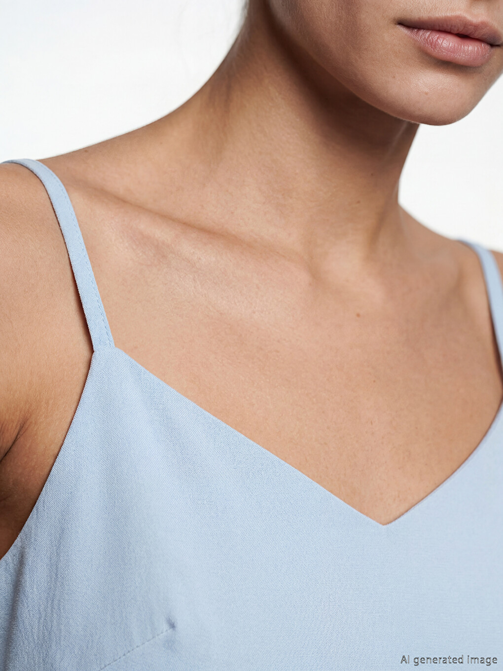 V Neck Strappy Ruched Crepe Dress-3