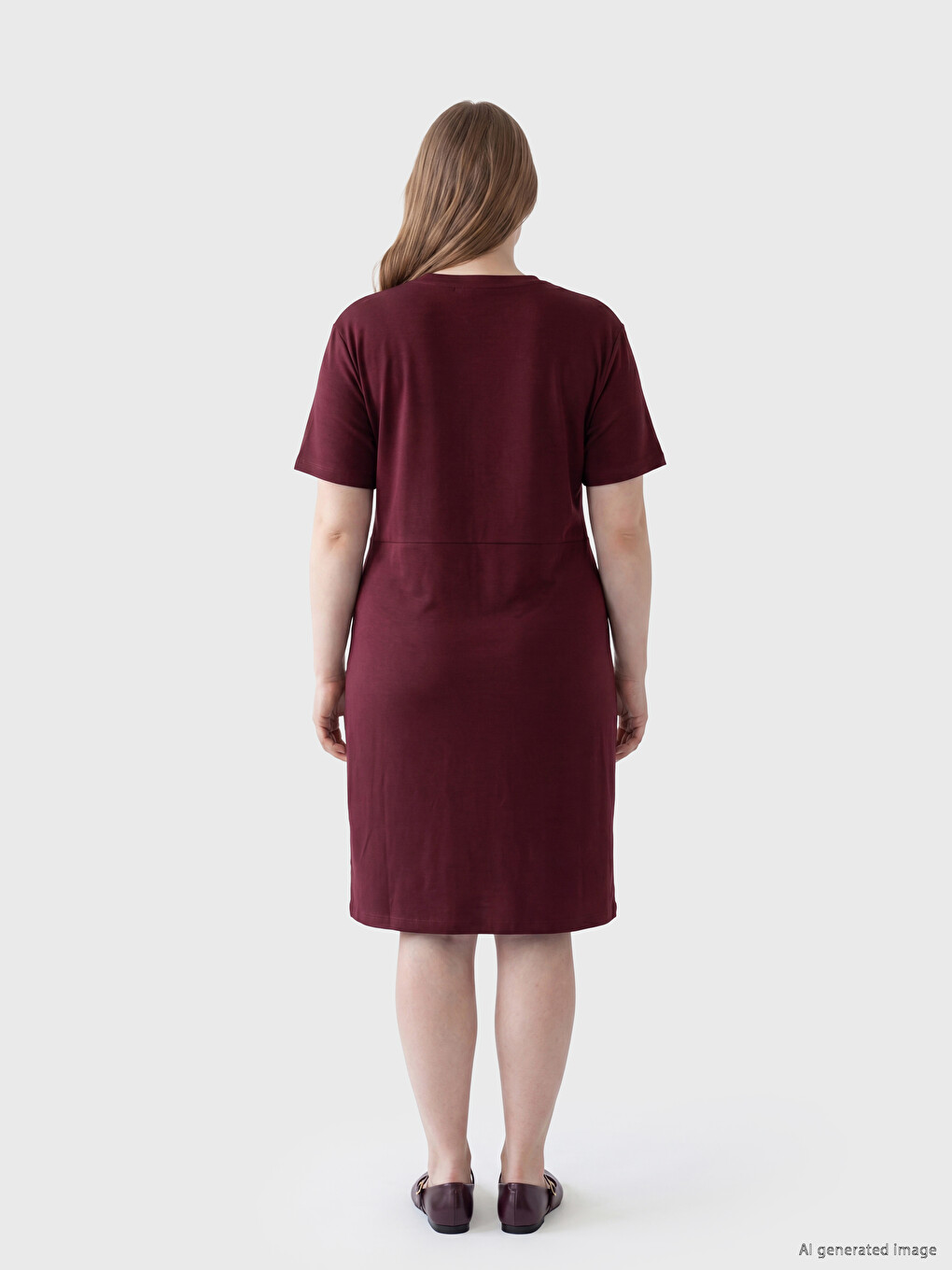 Crew Neck Tie-Up Ruched Dress-2