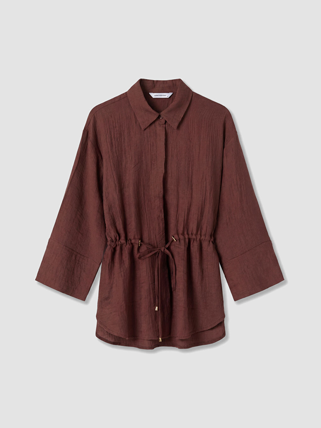 Bordo Dokulu Oversize Kadın Gömlek