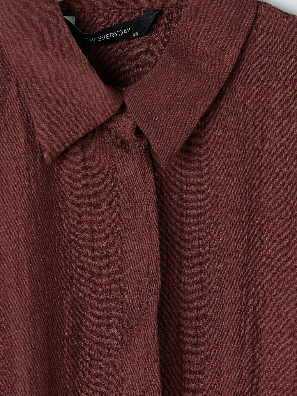Bordo Dokulu Oversize Kadın Gömlek-1