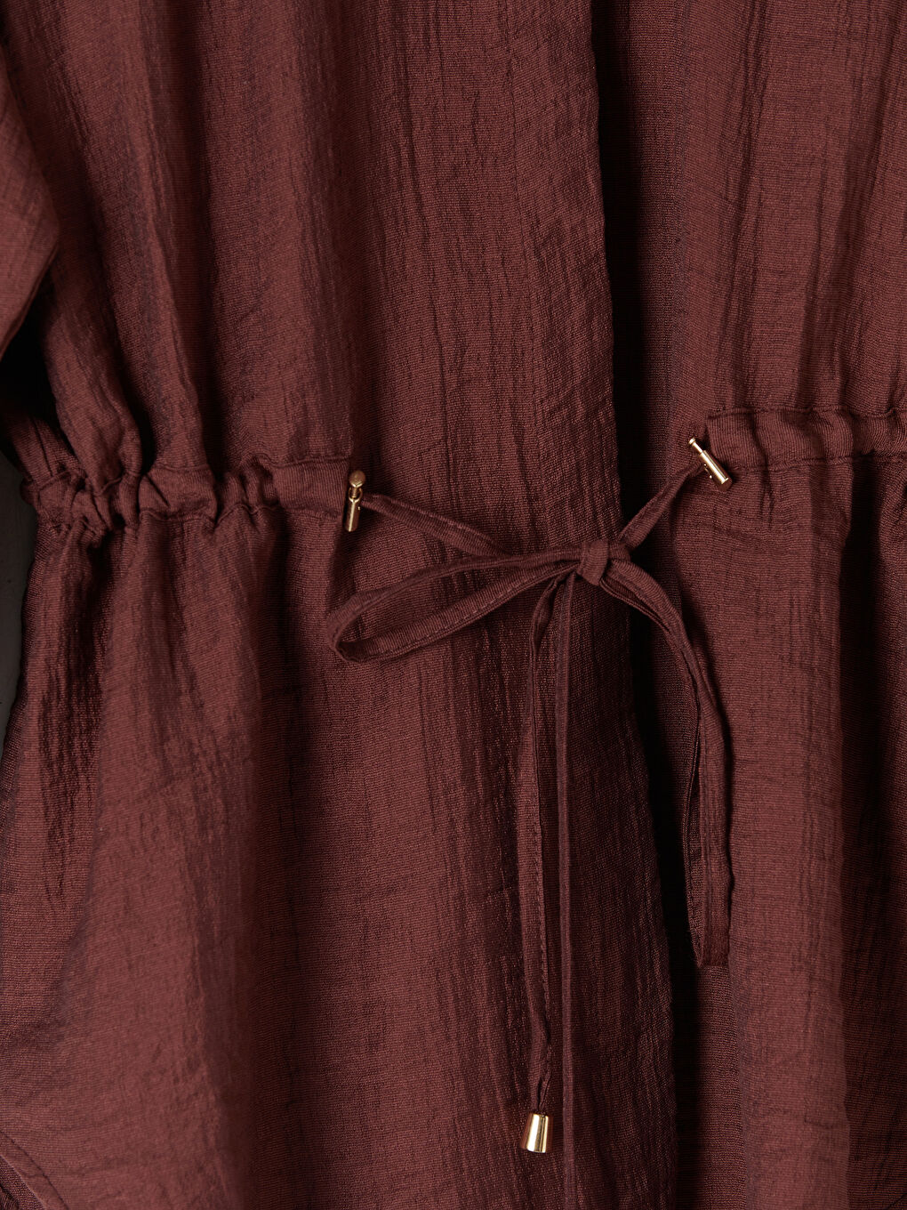 Bordo Dokulu Oversize Kadın Gömlek-2
