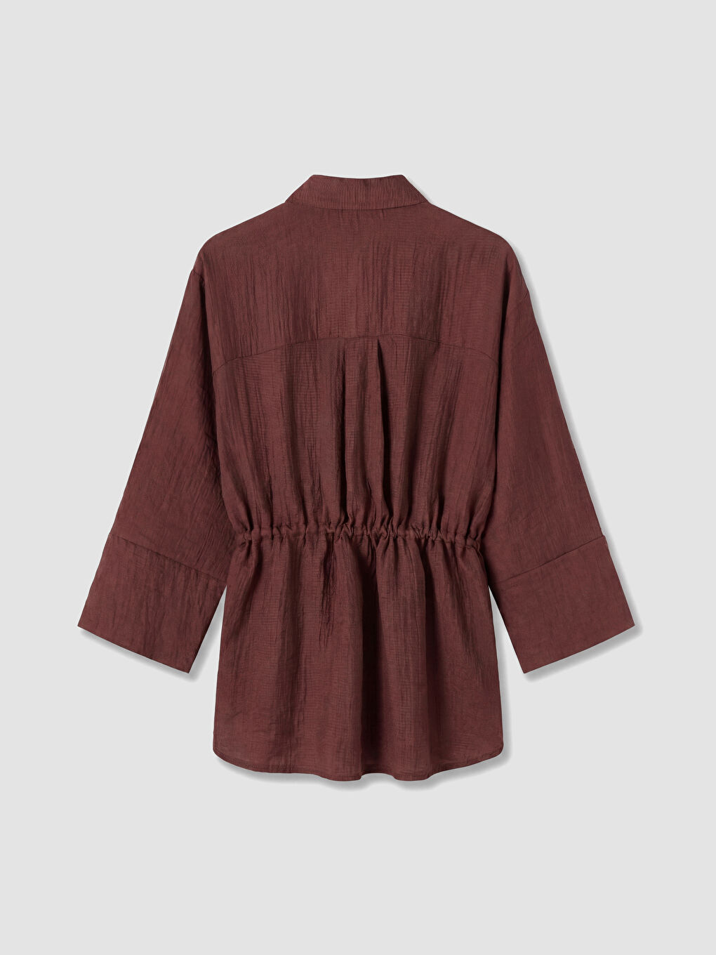 Bordo Dokulu Oversize Kadın Gömlek-3