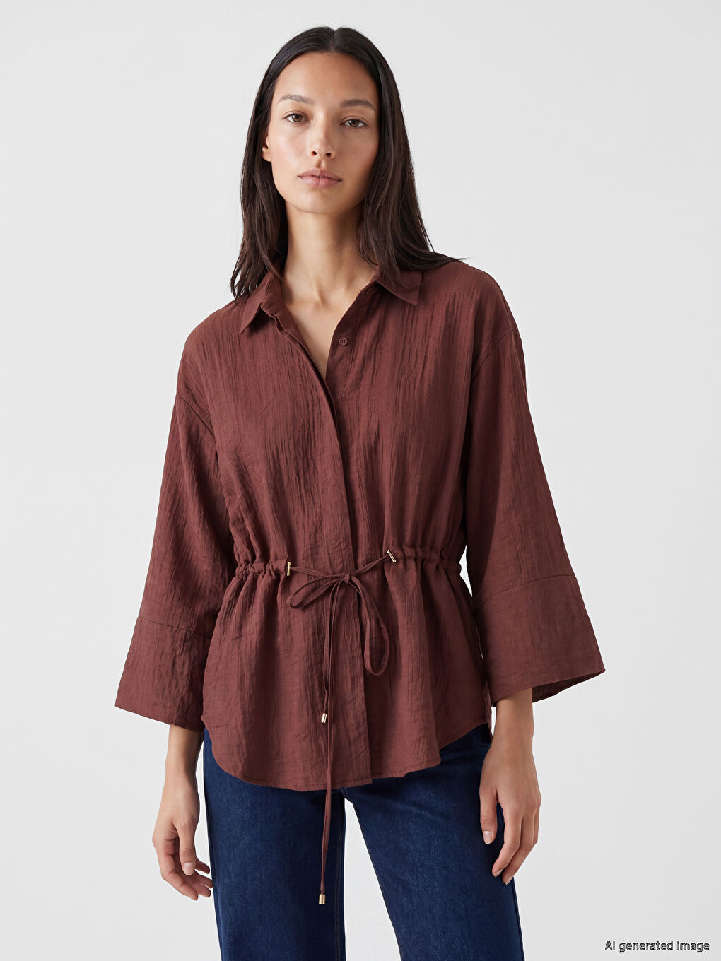 Textured Oversize Women's Shirt