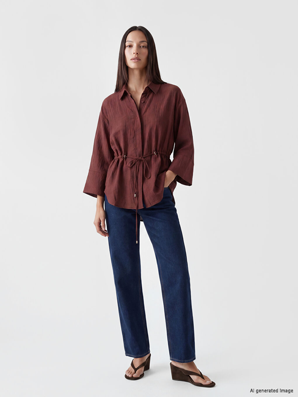 Textured Oversize Women's Shirt-1