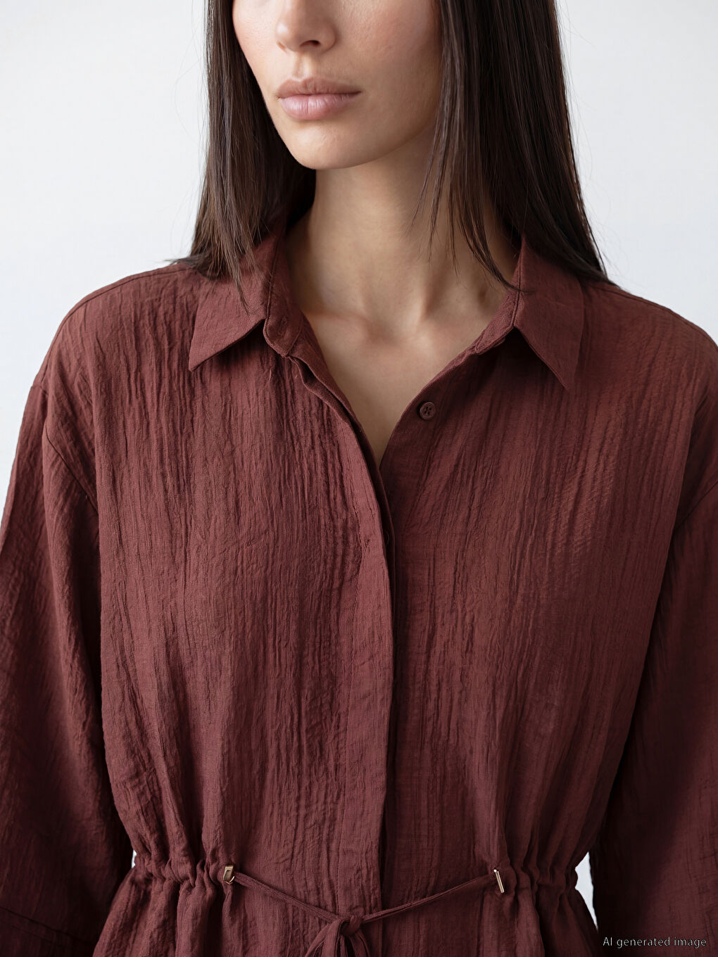 Textured Oversize Women's Shirt-2