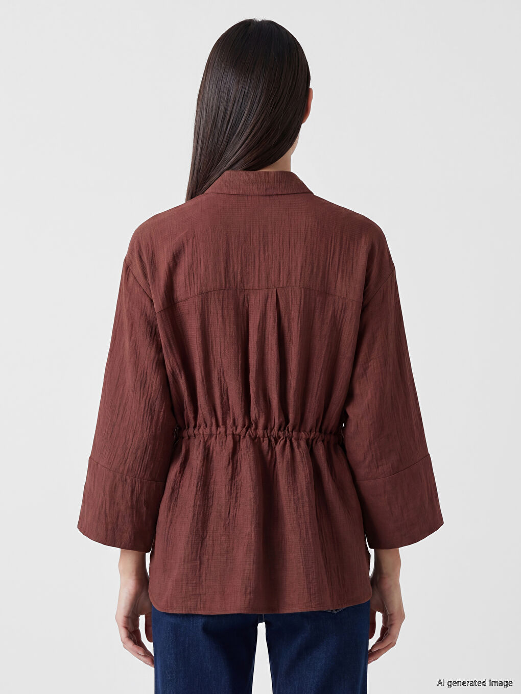 Textured Oversize Women's Shirt-3