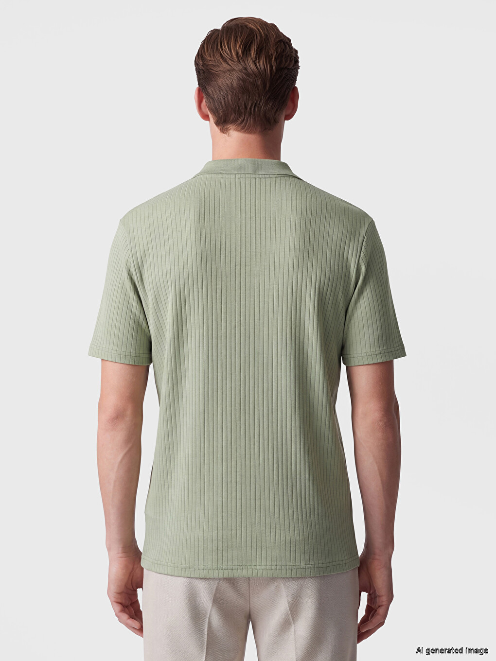 Yeşil Polo Yaka Erkek Tişört-3
