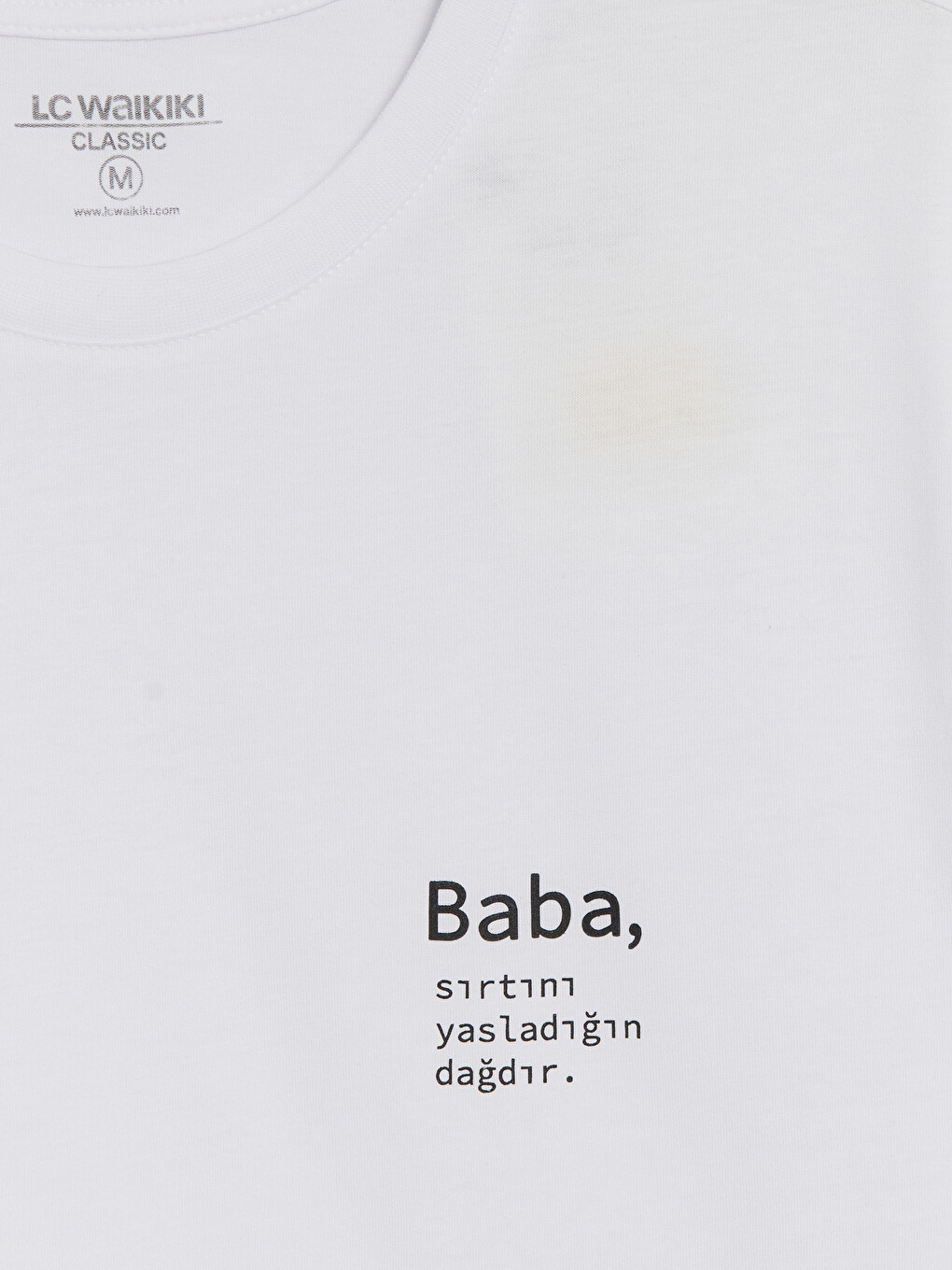 Beyaz Bisiklet Yaka Slogan Baskılı Erkek Tişört-1