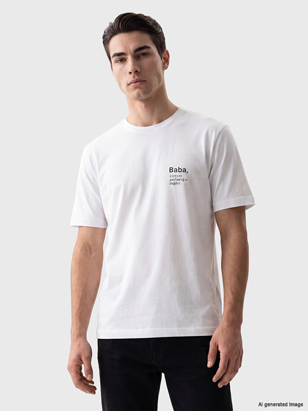 Crew Neck Slogan Printed Men's T-Shirt
