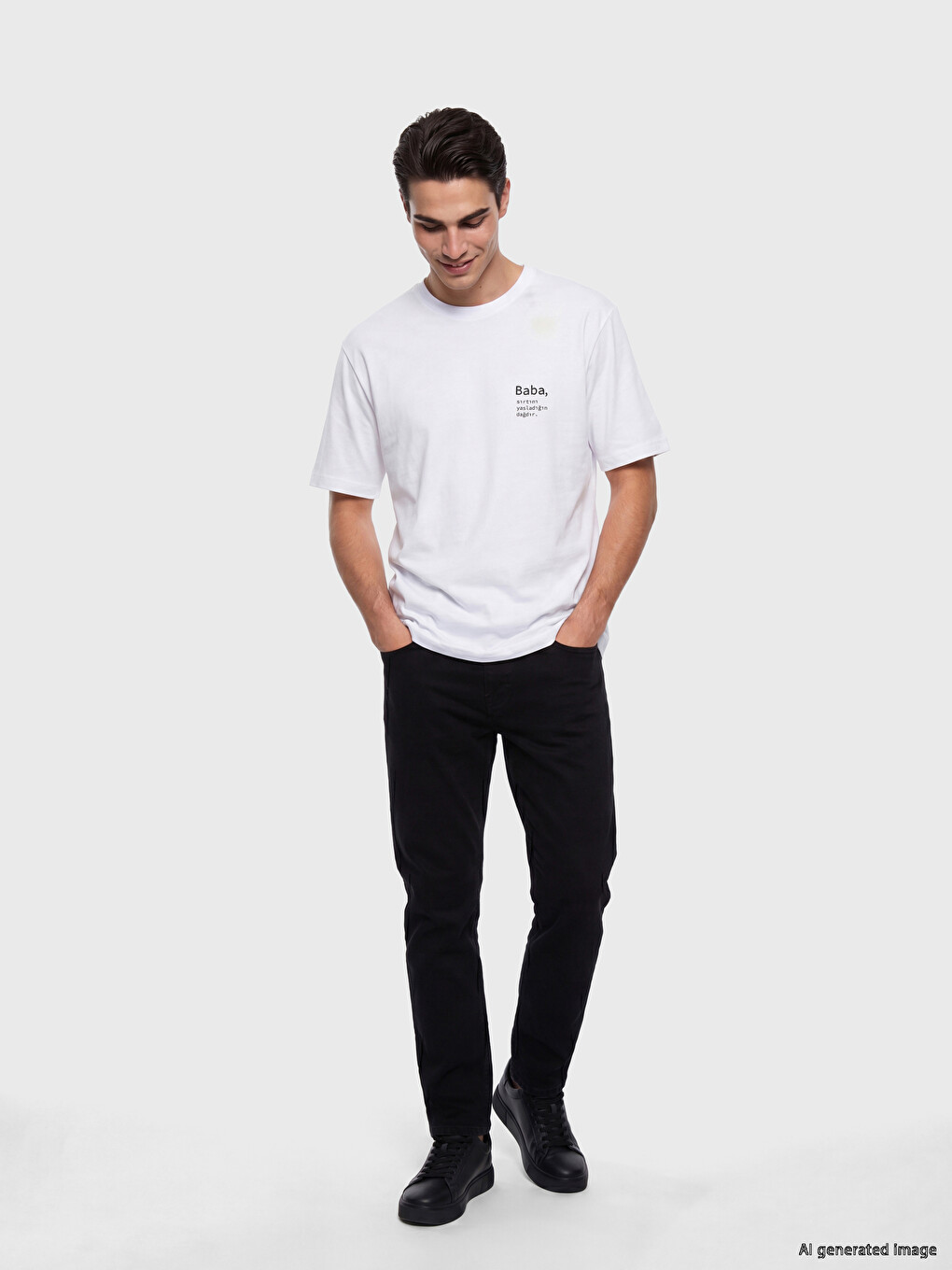 Crew Neck Slogan Printed Men's T-Shirt-1