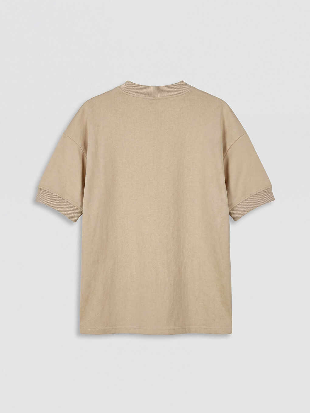 Bej Bisiklet Yaka Erkek Çocuk Tişört-1