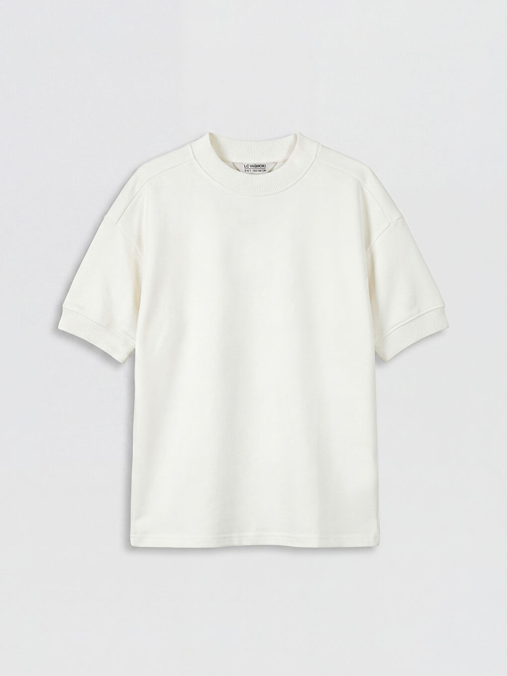 Beyaz Bisiklet Yaka Erkek Çocuk Tişört