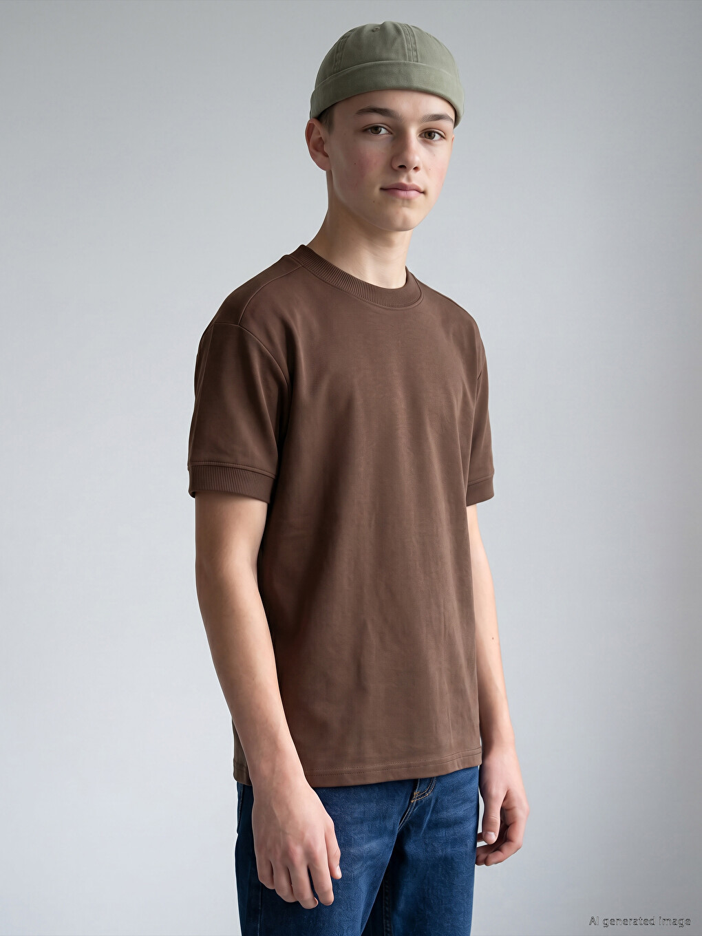 Crew Neck Boys' Thick Basic T-Shirt-1