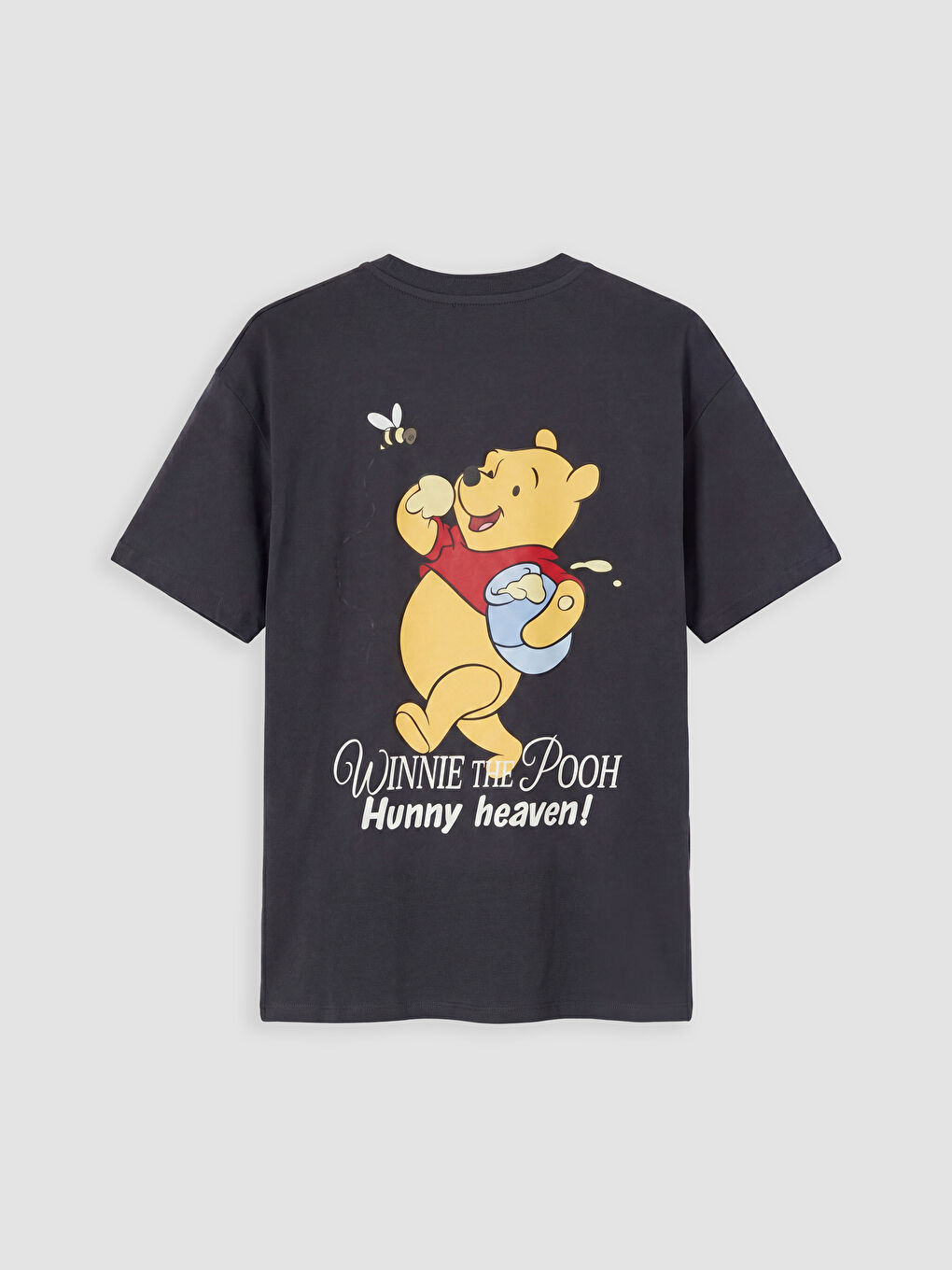 Antrasit Winnie the Pooh Baskılı Kadın Tişört-1