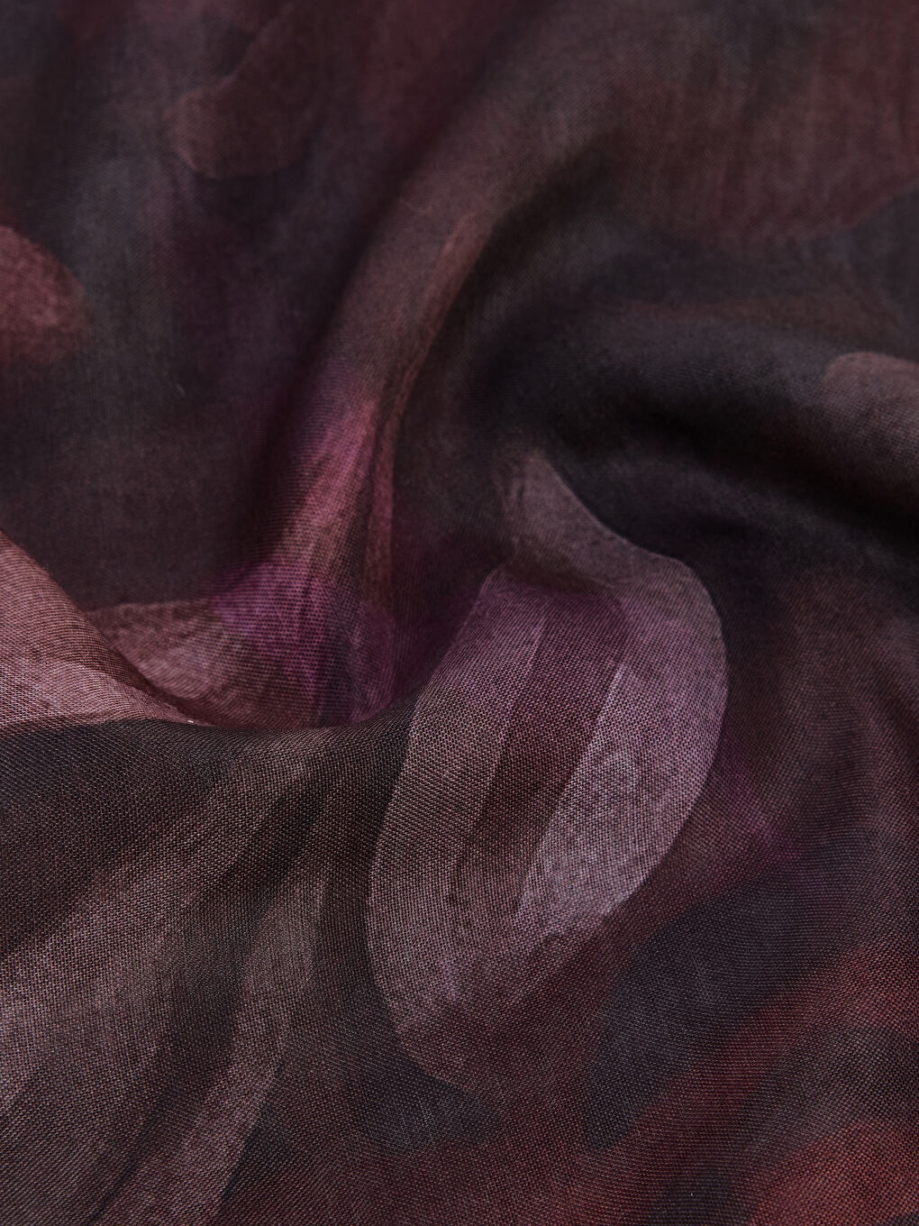 Mürdüm Yaprak Desenli Kadın Şal-2