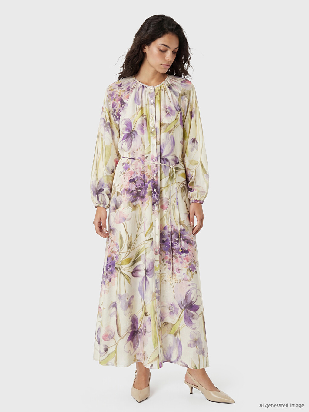 Crew Neck Floral Dress