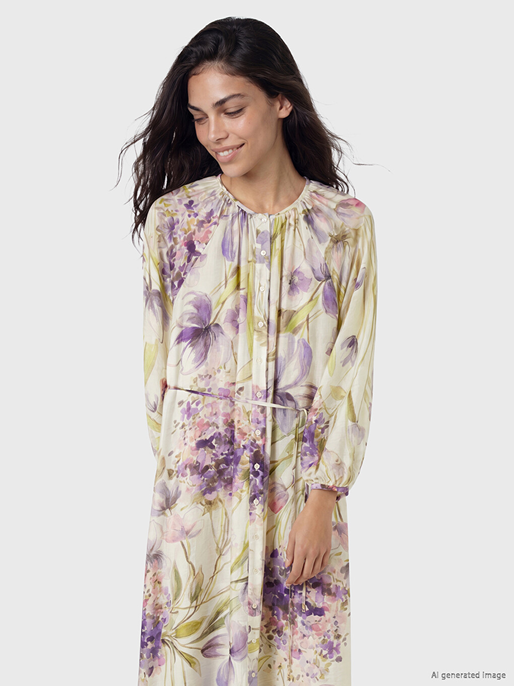 Crew Neck Floral Dress-1
