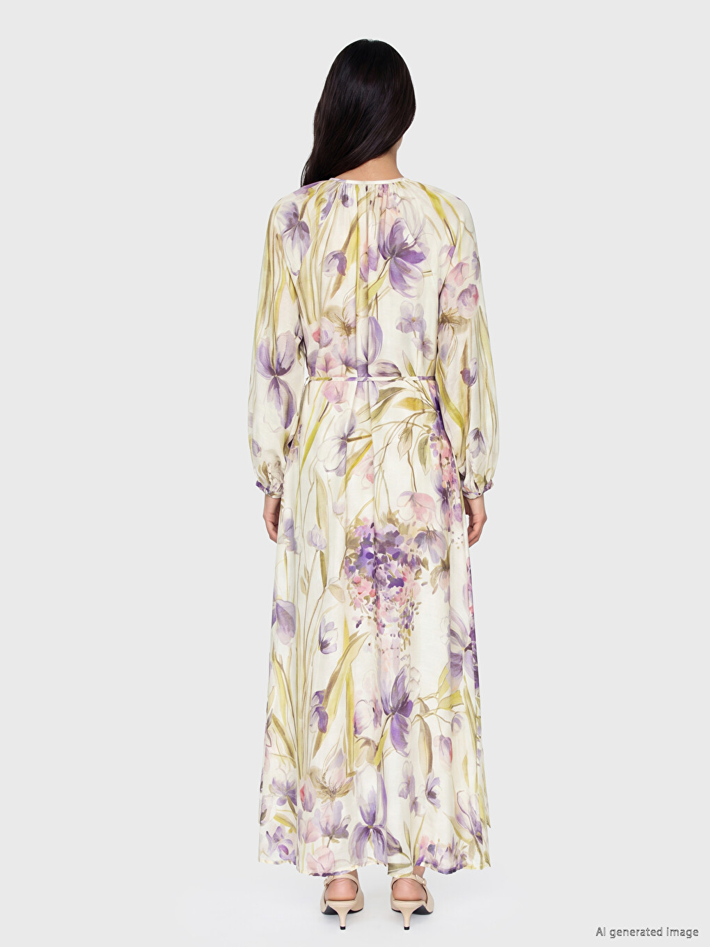 Crew Neck Floral Dress-3