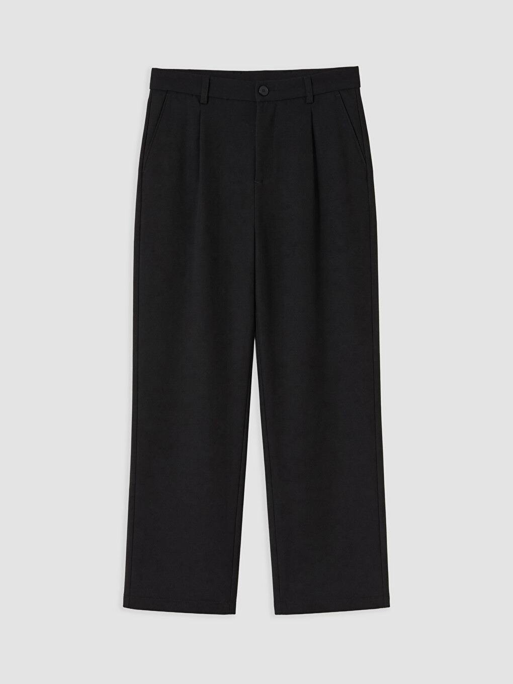 Siyah Relax Fit Pileli Erkek Pantolon-4