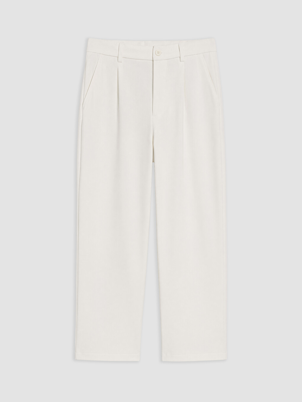 Ekru Relax Fit Pileli Erkek Pantolon