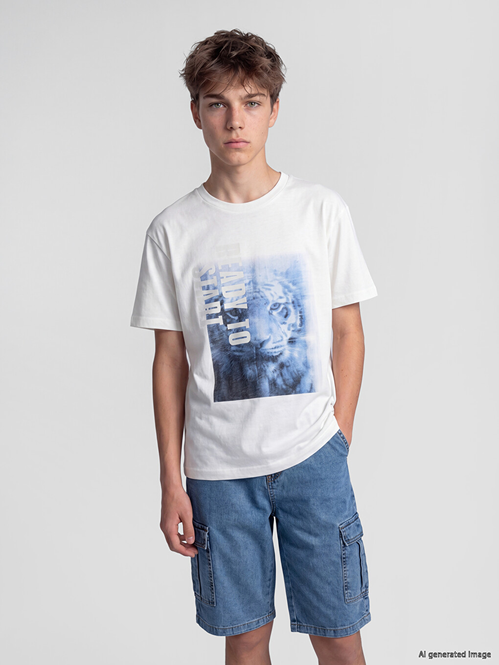 Crew Neck Printed Boys' T-shirt