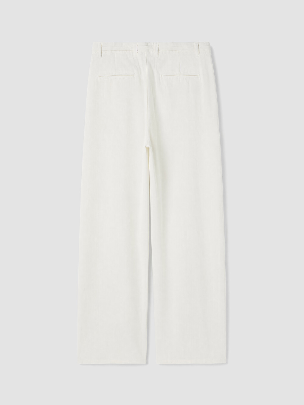 Beyaz Regular Fit Keten Karışımlı Erkek Pantolon-2
