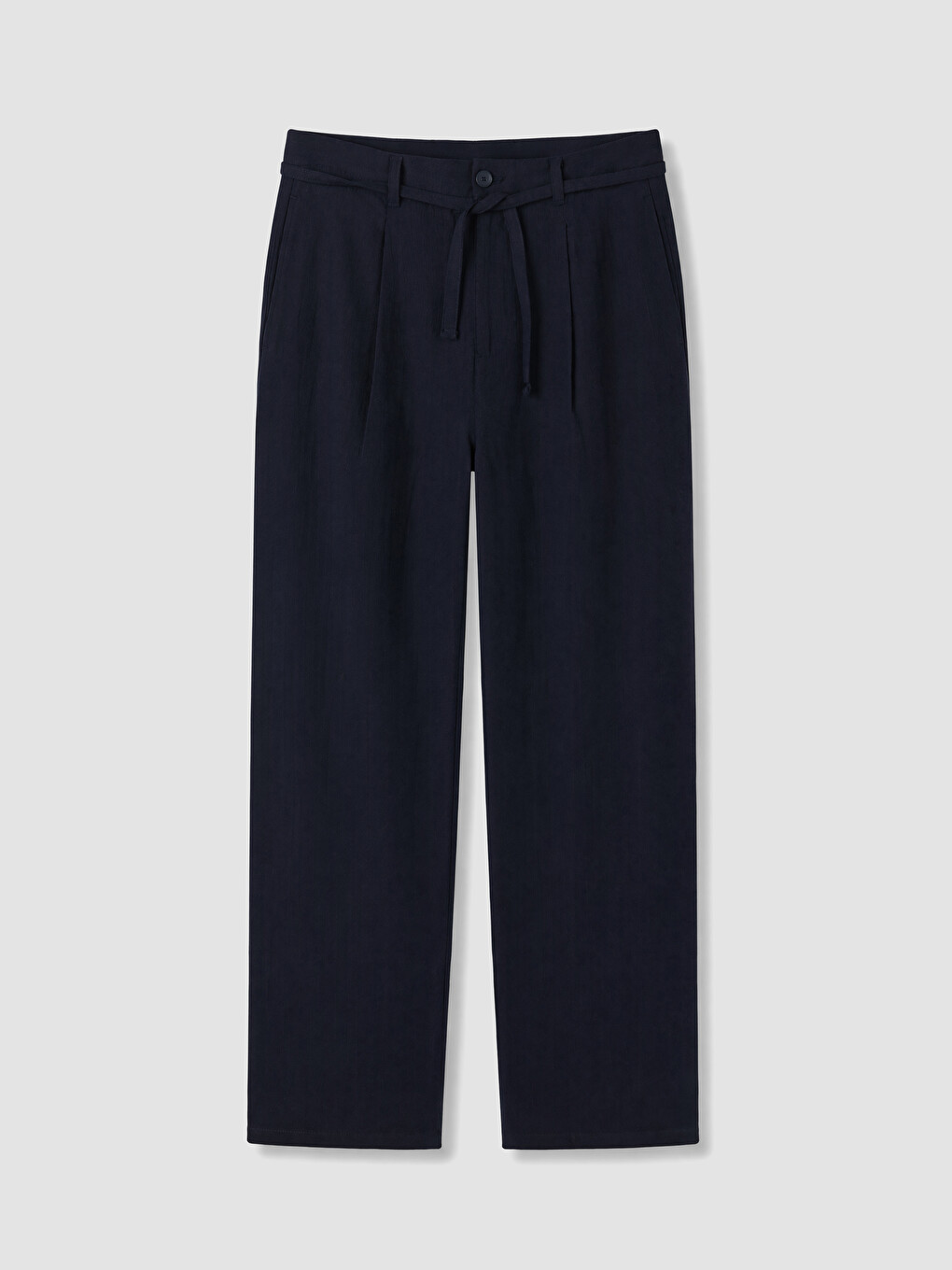 Lacivert Regular Fit Keten Karışımlı Erkek Pantolon