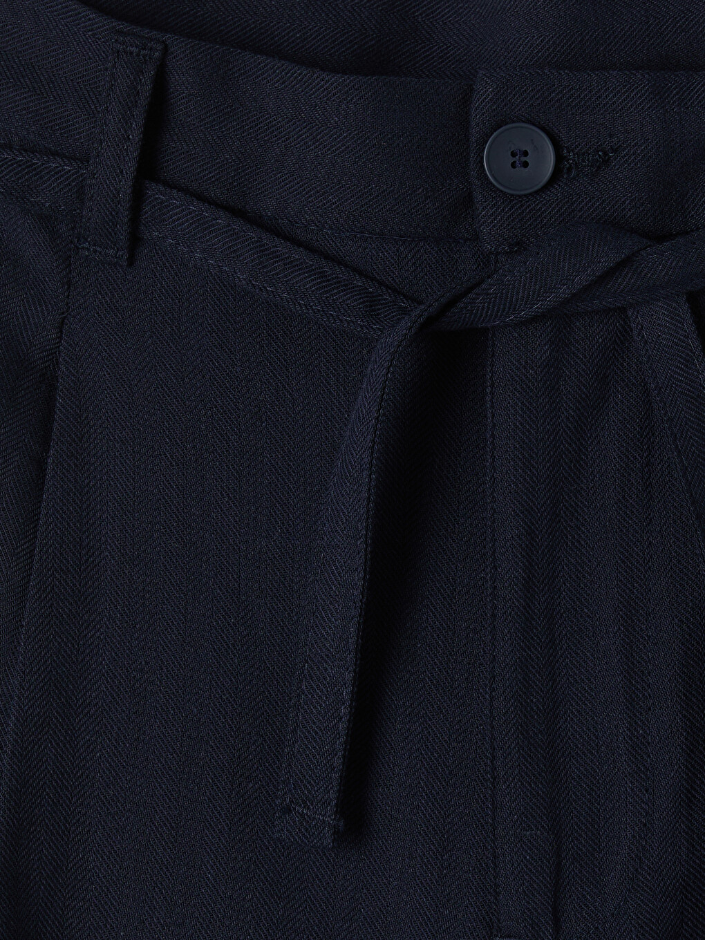 Lacivert Regular Fit Keten Karışımlı Erkek Pantolon-1