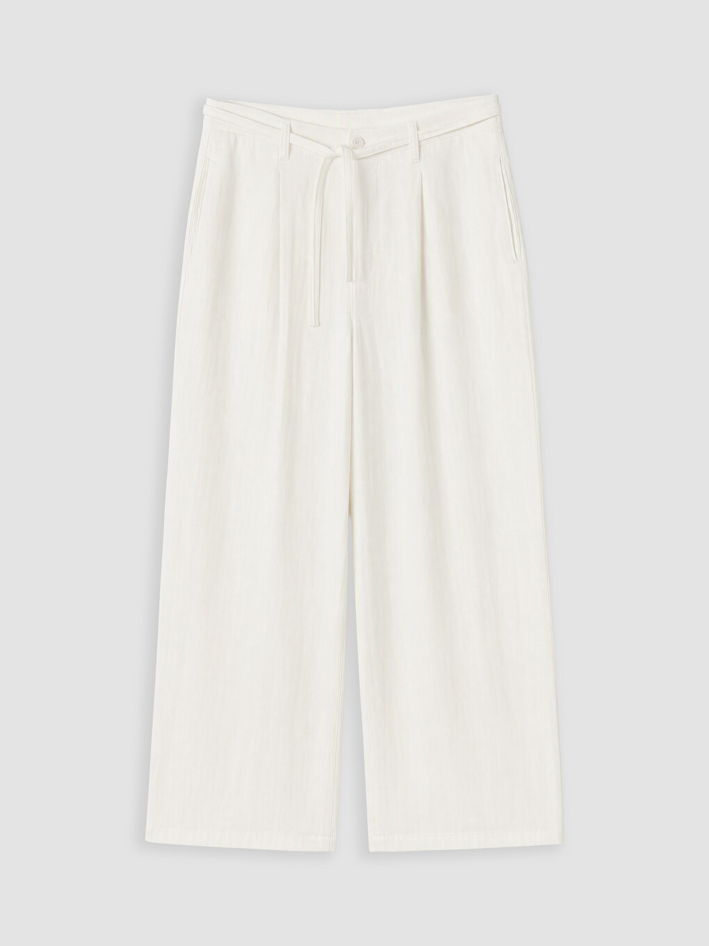 Beyaz Regular Fit Keten Karışımlı Erkek Pantolon-4