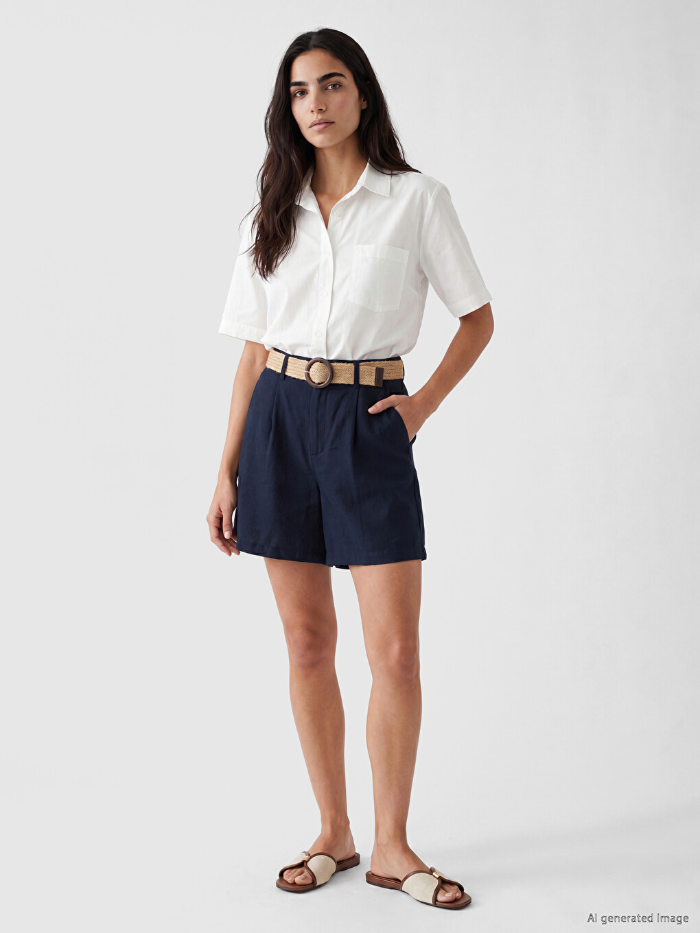 Regular Fit Belted Women's Pleated Shorts