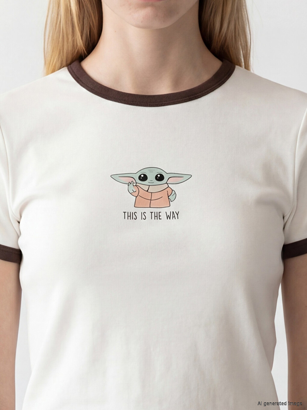 Bej The Mandalorian Baskılı Kadın Crop-2