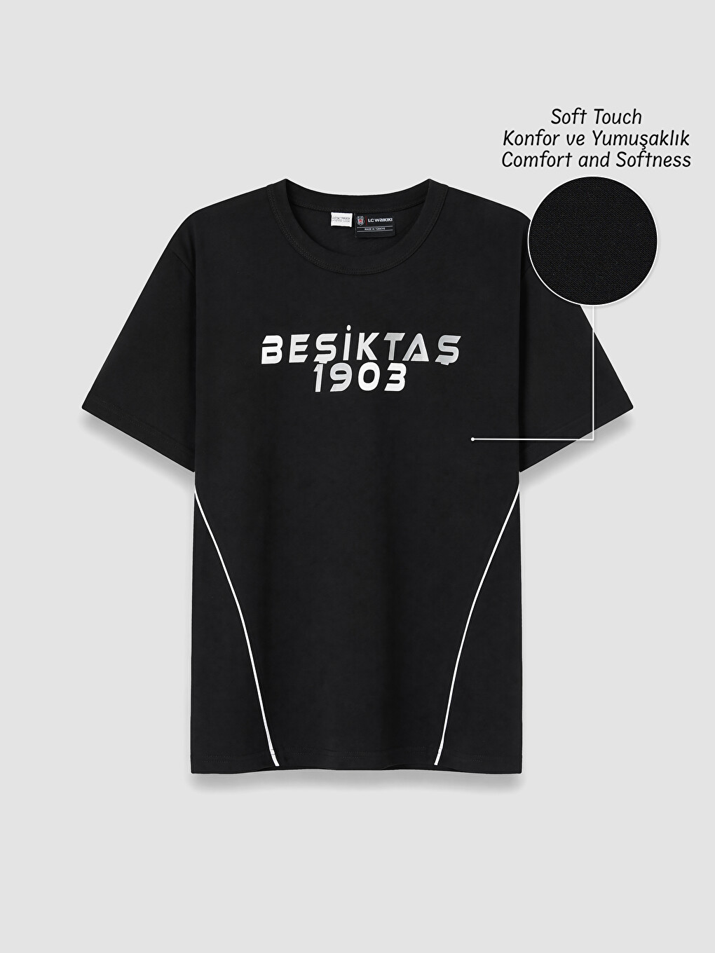 Siyah Beşiktaş Baskılı Erkek Çocuk Soft Touch Tişört-2