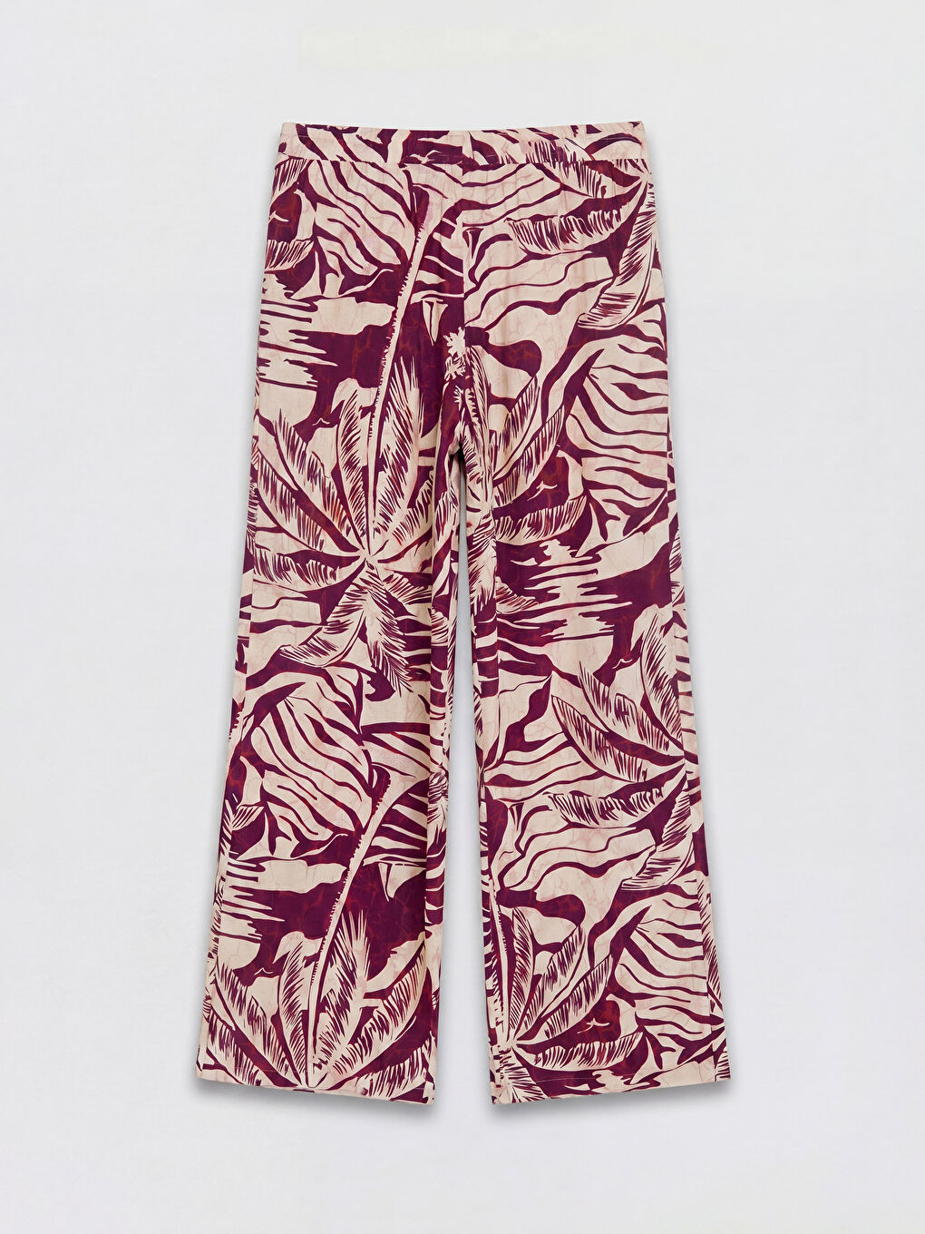 Mor Beli Lastikli Desenli Kadın Pantolon-1